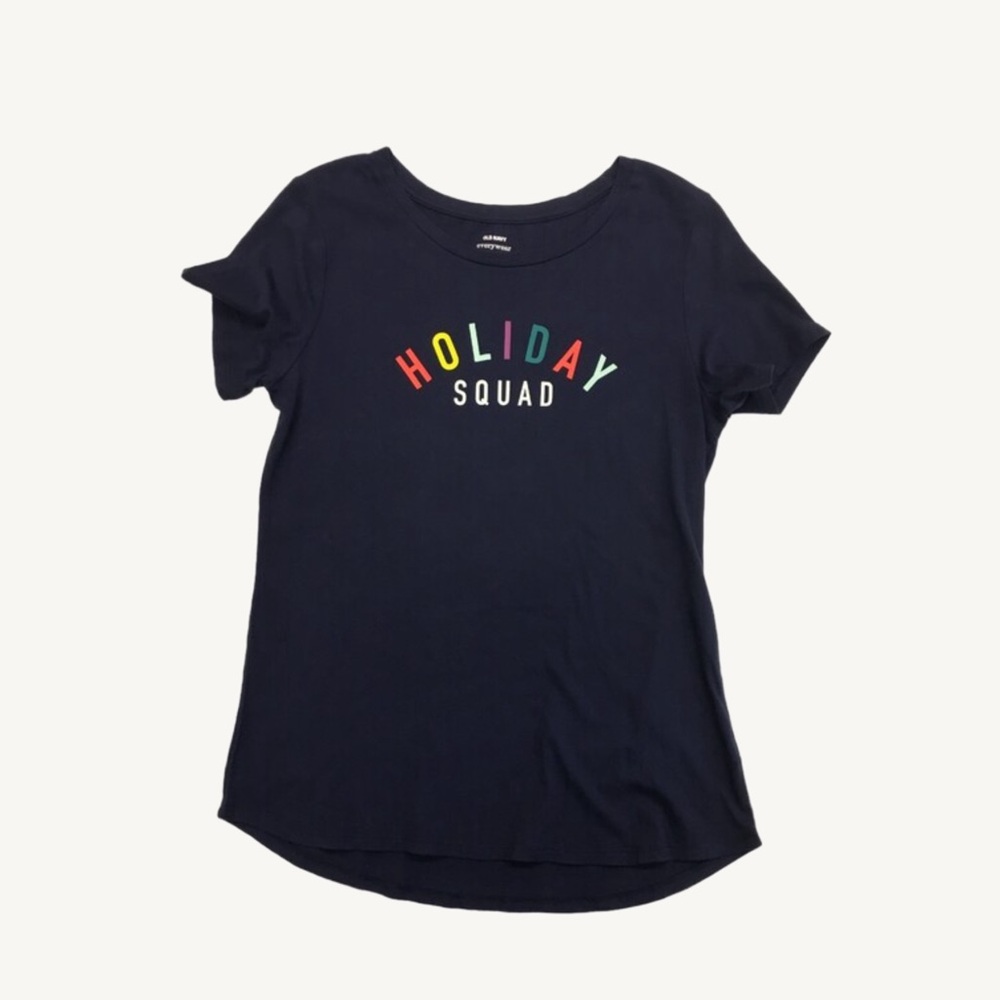 OLD NAVY everywear navy blue Holiday Squad t shirt